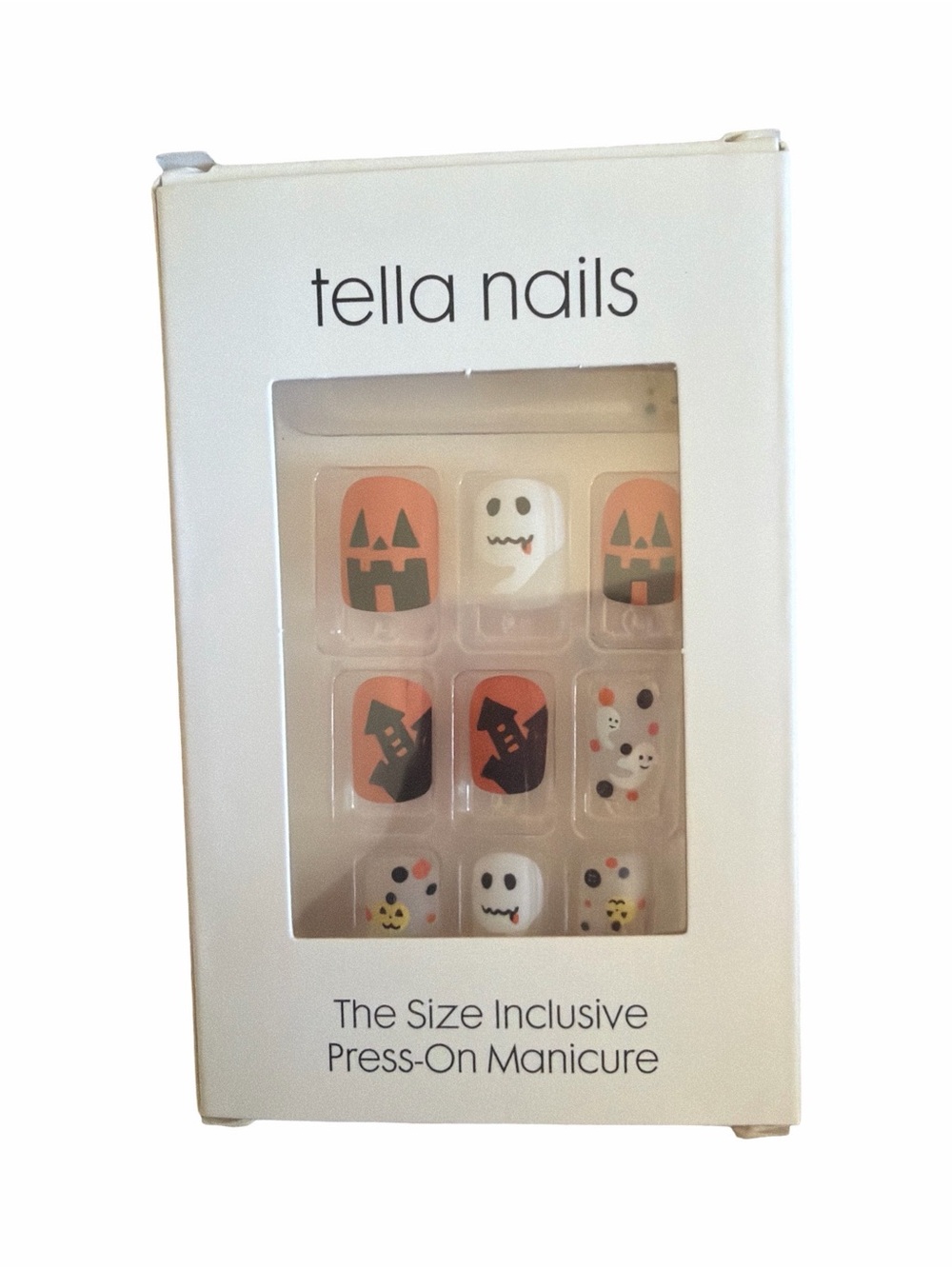 Halloween Press-On Manicure in White & Orange